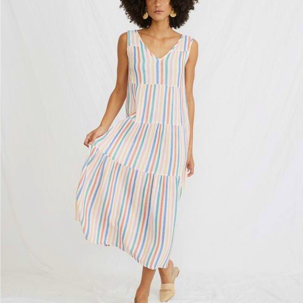 Marine Layer Corinne Maxi Dress - Rainbow Stripe - Size M